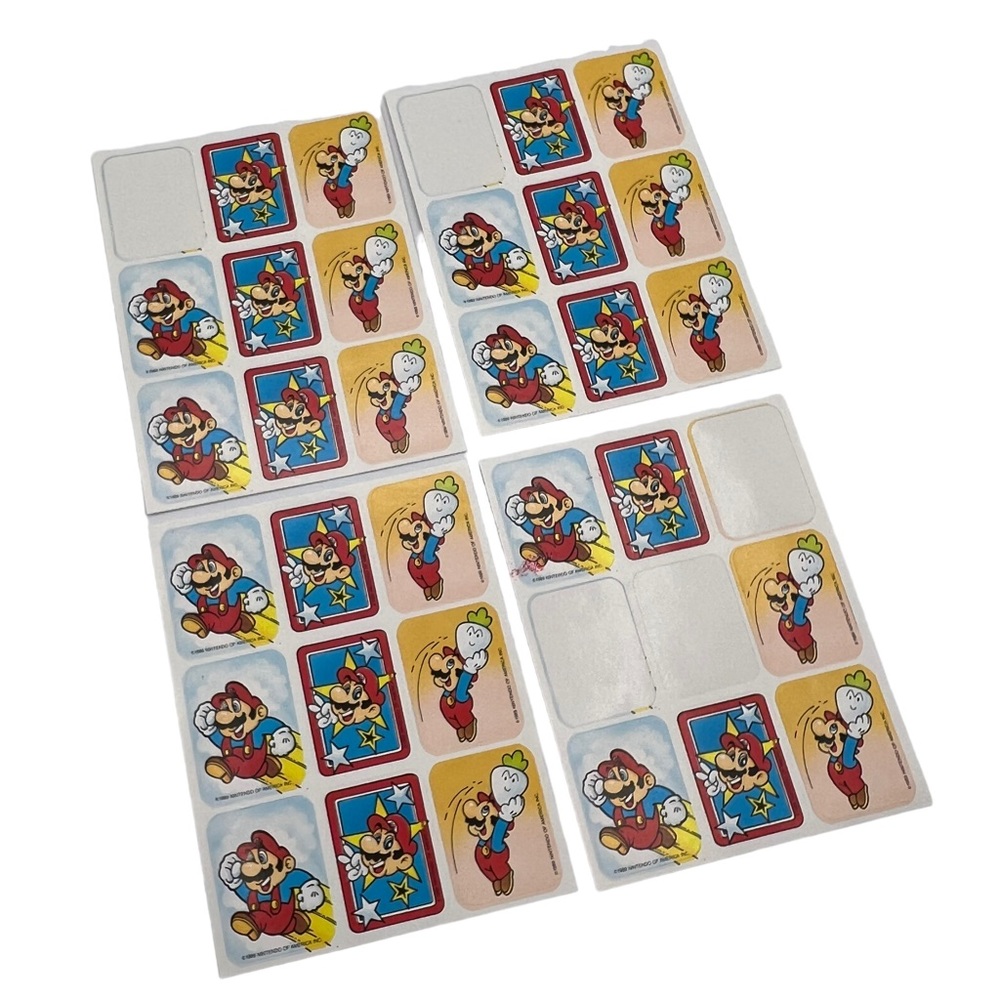 Vintage 1989 Nintendo Super Mario Bros. 31 Stickers (4 Sheets) Retro Mario
